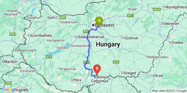 Map: Budapest Airport (BUD), Ferihegy, Liszt Ferenc to Felsőszentiván