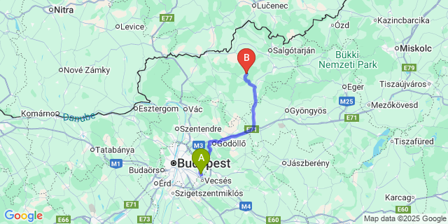 Map: Budapest Airport (BUD), Ferihegy, Liszt Ferenc to Felsőtold