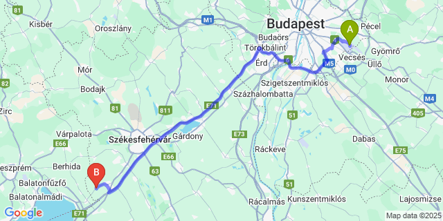 Map: Budapest Airport (BUD), Ferihegy, Liszt Ferenc to Füle