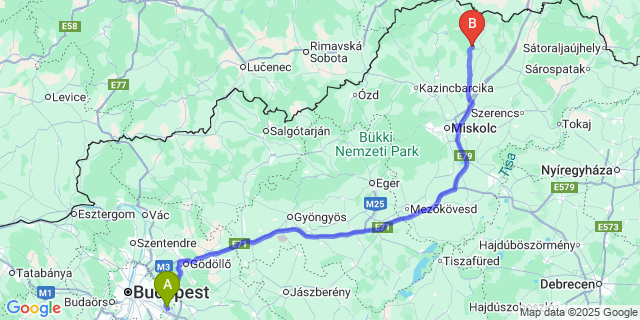 Map: Budapest Airport (BUD), Ferihegy, Liszt Ferenc to Gadna