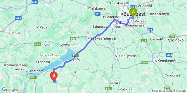 Map: Budapest Airport (BUD), Ferihegy, Liszt Ferenc to Gamás