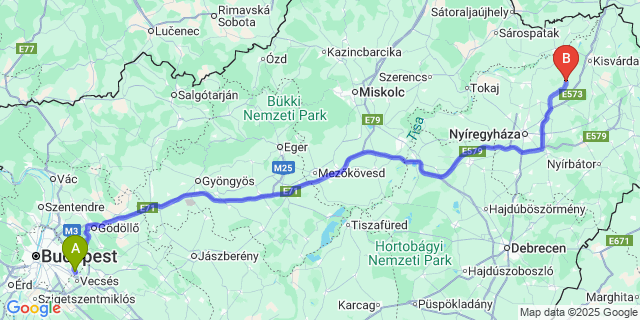 Map: Budapest Airport (BUD), Ferihegy, Liszt Ferenc to Gégény