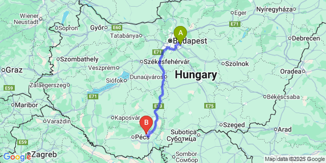 Map: Budapest Airport (BUD), Ferihegy, Liszt Ferenc to Geresdlak