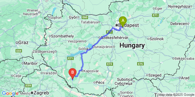 Map: Budapest Airport (BUD), Ferihegy, Liszt Ferenc to Görgeteg