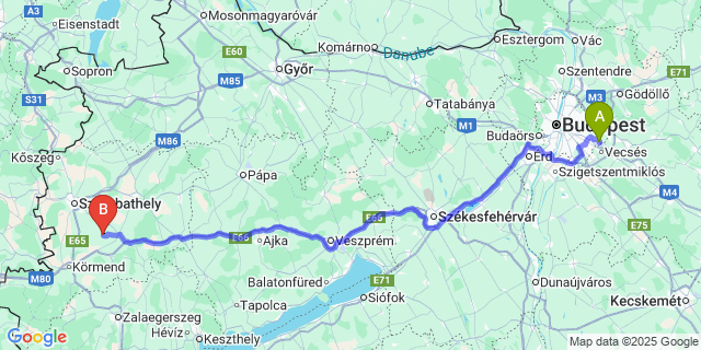 Map: Budapest Airport (BUD), Ferihegy, Liszt Ferenc to Gyanógeregye
