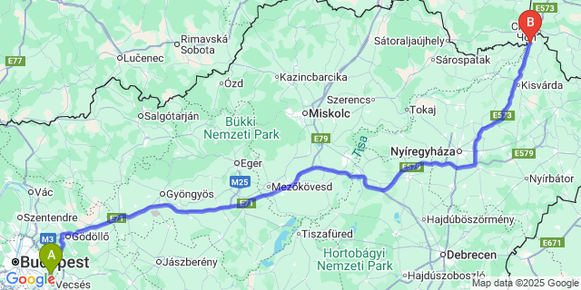 Map: Budapest Airport (BUD), Ferihegy, Liszt Ferenc to Győröcske