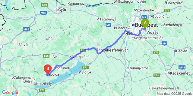 Map: Budapest Airport (BUD), Ferihegy, Liszt Ferenc to Gyulakeszi