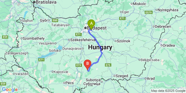 Map: Budapest Airport (BUD), Ferihegy, Liszt Ferenc to Hajós