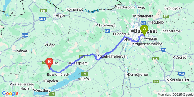 Map: Budapest Airport (BUD), Ferihegy, Liszt Ferenc to Halimba