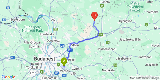 Map: Budapest Airport (BUD), Ferihegy, Liszt Ferenc to Héhalom