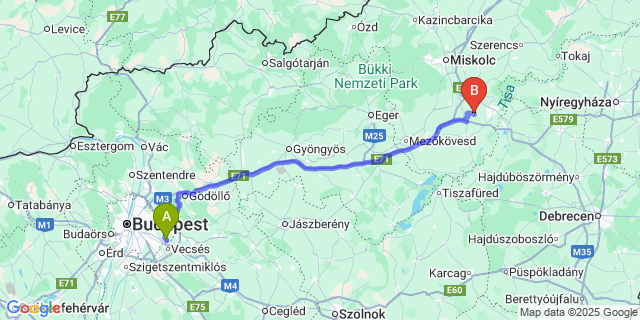 Map: Budapest Airport (BUD), Ferihegy, Liszt Ferenc to Hejőbába