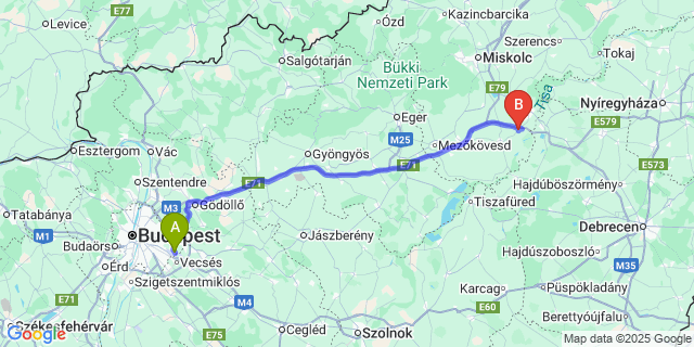 Map: Budapest Airport (BUD), Ferihegy, Liszt Ferenc to Hejőkürt