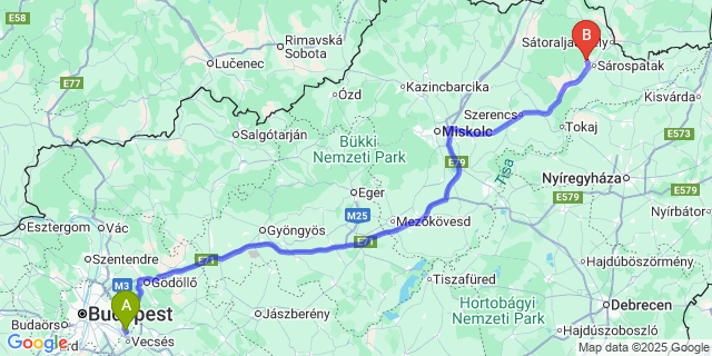 Map: Budapest Airport (BUD), Ferihegy, Liszt Ferenc to Hercegkút