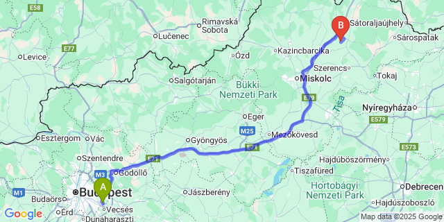 Map: Budapest Airport (BUD), Ferihegy, Liszt Ferenc to Hernádbűd