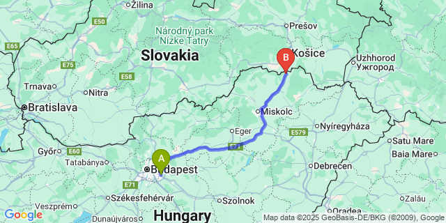 Map: Budapest Airport (BUD), Ferihegy, Liszt Ferenc to Hidasnémeti