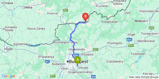 Map: Budapest Airport (BUD), Ferihegy, Liszt Ferenc to Hugyag