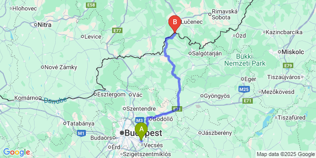 Map: Budapest Airport (BUD), Ferihegy, Liszt Ferenc to Ipolytarnóc