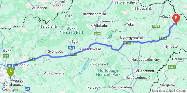 Map: Budapest Airport (BUD), Ferihegy, Liszt Ferenc to Jánd
