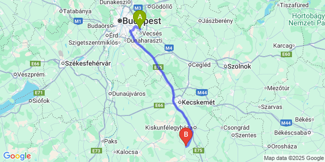 Map: Budapest Airport (BUD), Ferihegy, Liszt Ferenc to Jászszentlászló