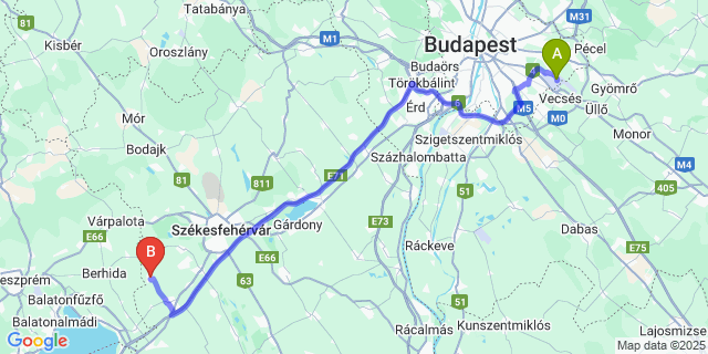 Map: Budapest Airport (BUD), Ferihegy, Liszt Ferenc to Jenő