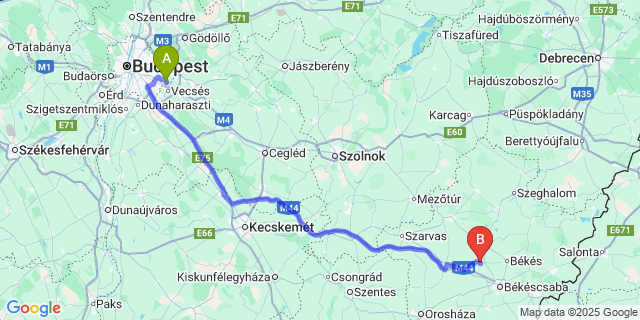 Map: Budapest Airport (BUD), Ferihegy, Liszt Ferenc to Kamut