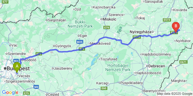 Map: Budapest Airport (BUD), Ferihegy, Liszt Ferenc to Kántorjánosi