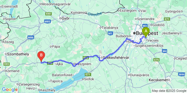 Map: Budapest Airport (BUD), Ferihegy, Liszt Ferenc to Karakószörcsök