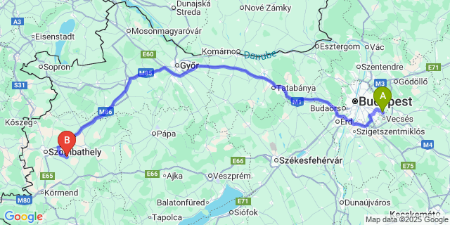 Map: Budapest Airport (BUD), Ferihegy, Liszt Ferenc to Kenéz
