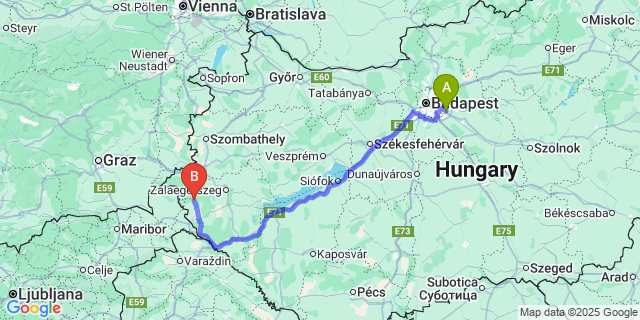 Map: Budapest Airport (BUD), Ferihegy, Liszt Ferenc to Kerkafalva