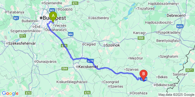 Map: Budapest Airport (BUD), Ferihegy, Liszt Ferenc to Kétsoprony