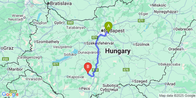 Map: Budapest Airport (BUD), Ferihegy, Liszt Ferenc to Kéty