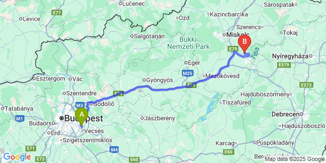Map: Budapest Airport (BUD), Ferihegy, Liszt Ferenc to Kiscsécs