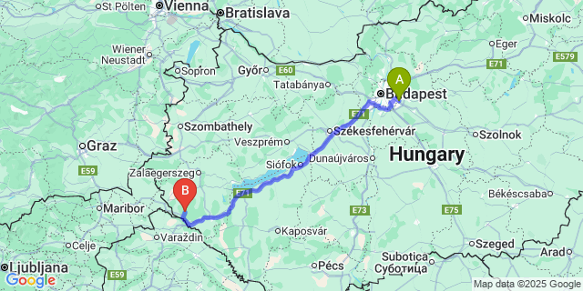 Map: Budapest Airport (BUD), Ferihegy, Liszt Ferenc to Kiscsehi