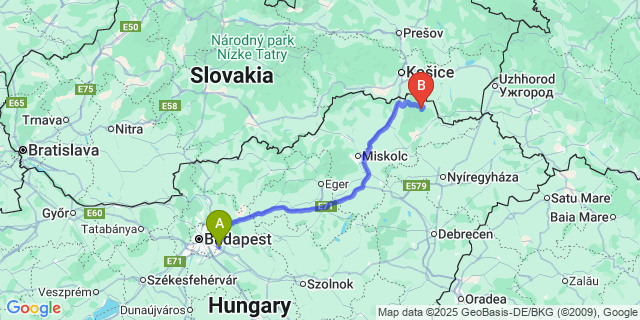 Map: Budapest Airport (BUD), Ferihegy, Liszt Ferenc to Kishuta