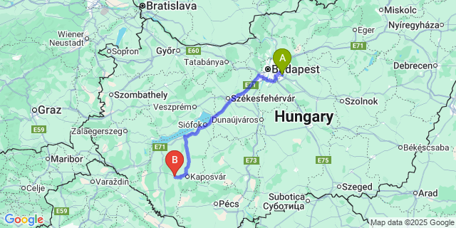 Map: Budapest Airport (BUD), Ferihegy, Liszt Ferenc to Kiskorpád
