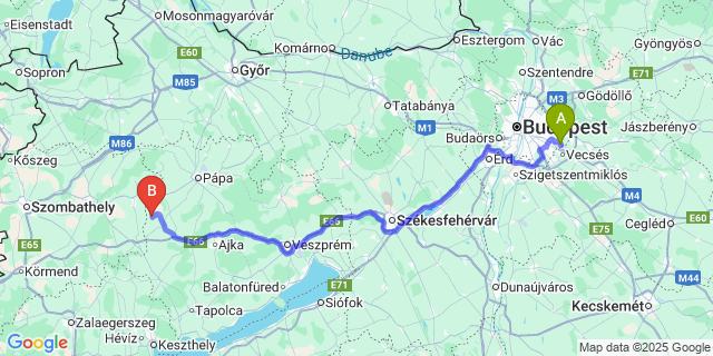 Map: Budapest Airport (BUD), Ferihegy, Liszt Ferenc to Kispirit