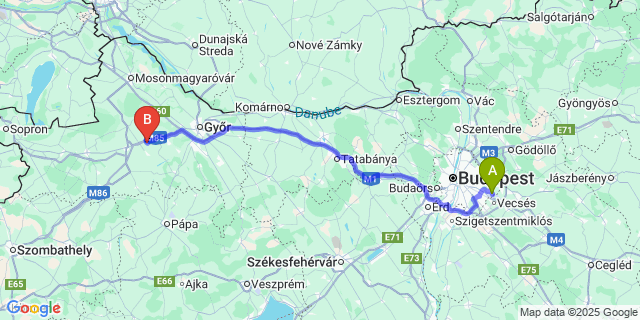 Map: Budapest Airport (BUD), Ferihegy, Liszt Ferenc to Kóny