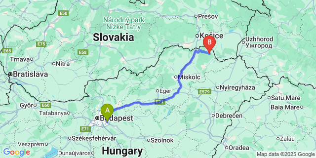 Map: Budapest Airport (BUD), Ferihegy, Liszt Ferenc to Kovácsvágás