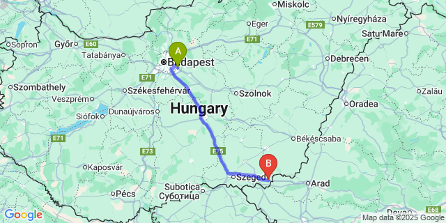 Map: Budapest Airport (BUD), Ferihegy, Liszt Ferenc to Kövegy