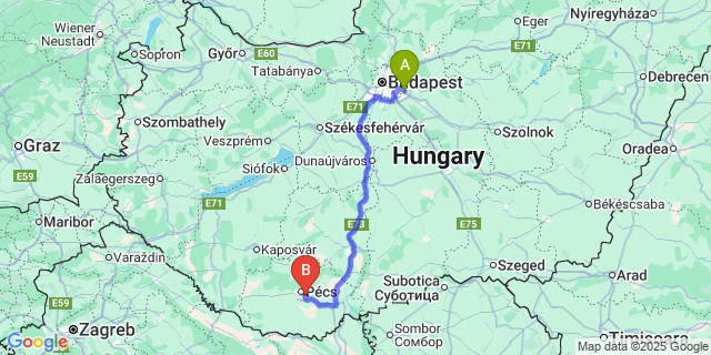 Map: Budapest Airport (BUD), Ferihegy, Liszt Ferenc to Kozármisleny