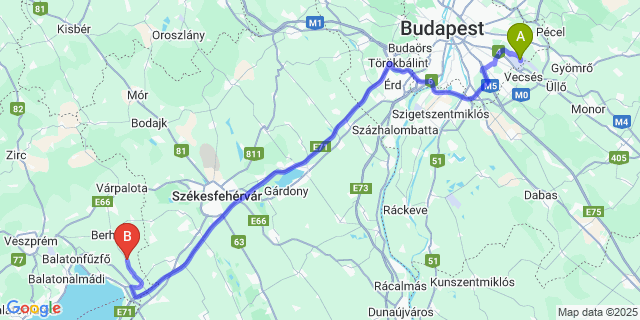 Map: Budapest Airport (BUD), Ferihegy, Liszt Ferenc to Küngös