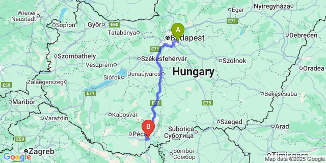 Map: Budapest Airport (BUD), Ferihegy, Liszt Ferenc to Lánycsók