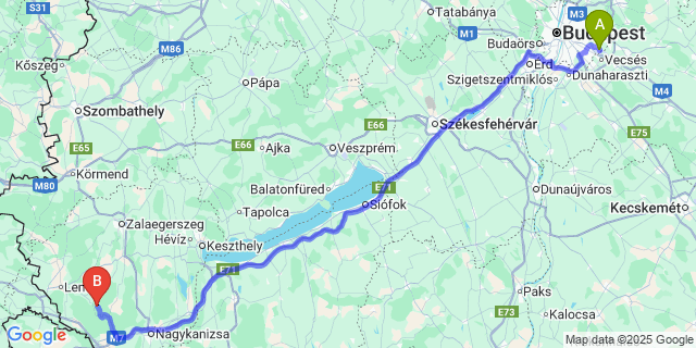 Map: Budapest Airport (BUD), Ferihegy, Liszt Ferenc to Lasztonya