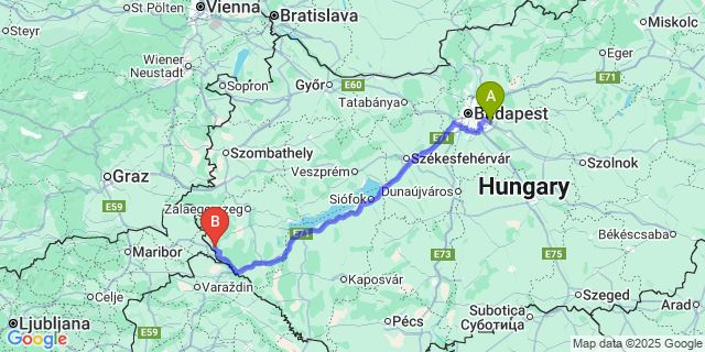 Map: Budapest Airport (BUD), Ferihegy, Liszt Ferenc to Lendvadedes
