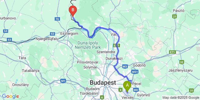 Map: Budapest Airport (BUD), Ferihegy, Liszt Ferenc to Letkés