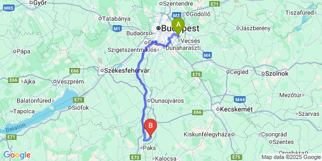 Map: Budapest Airport (BUD), Ferihegy, Liszt Ferenc to Madocsa
