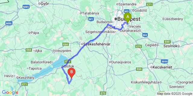 Map: Budapest Airport (BUD), Ferihegy, Liszt Ferenc to Magyarkeszi