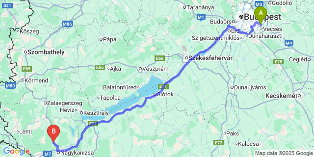 Map: Budapest Airport (BUD), Ferihegy, Liszt Ferenc to Magyarszentmiklós
