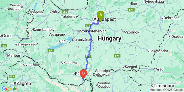 Map: Budapest Airport (BUD), Ferihegy, Liszt Ferenc to Majs