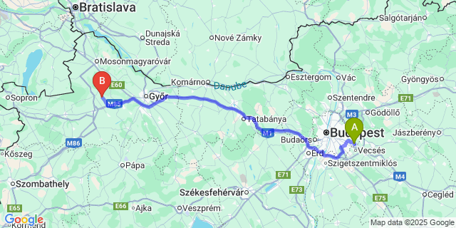 Map: Budapest Airport (BUD), Ferihegy, Liszt Ferenc to Markotabödöge